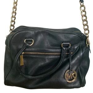 Michael Kors Knox Large Black Satchel with Gold Hardware